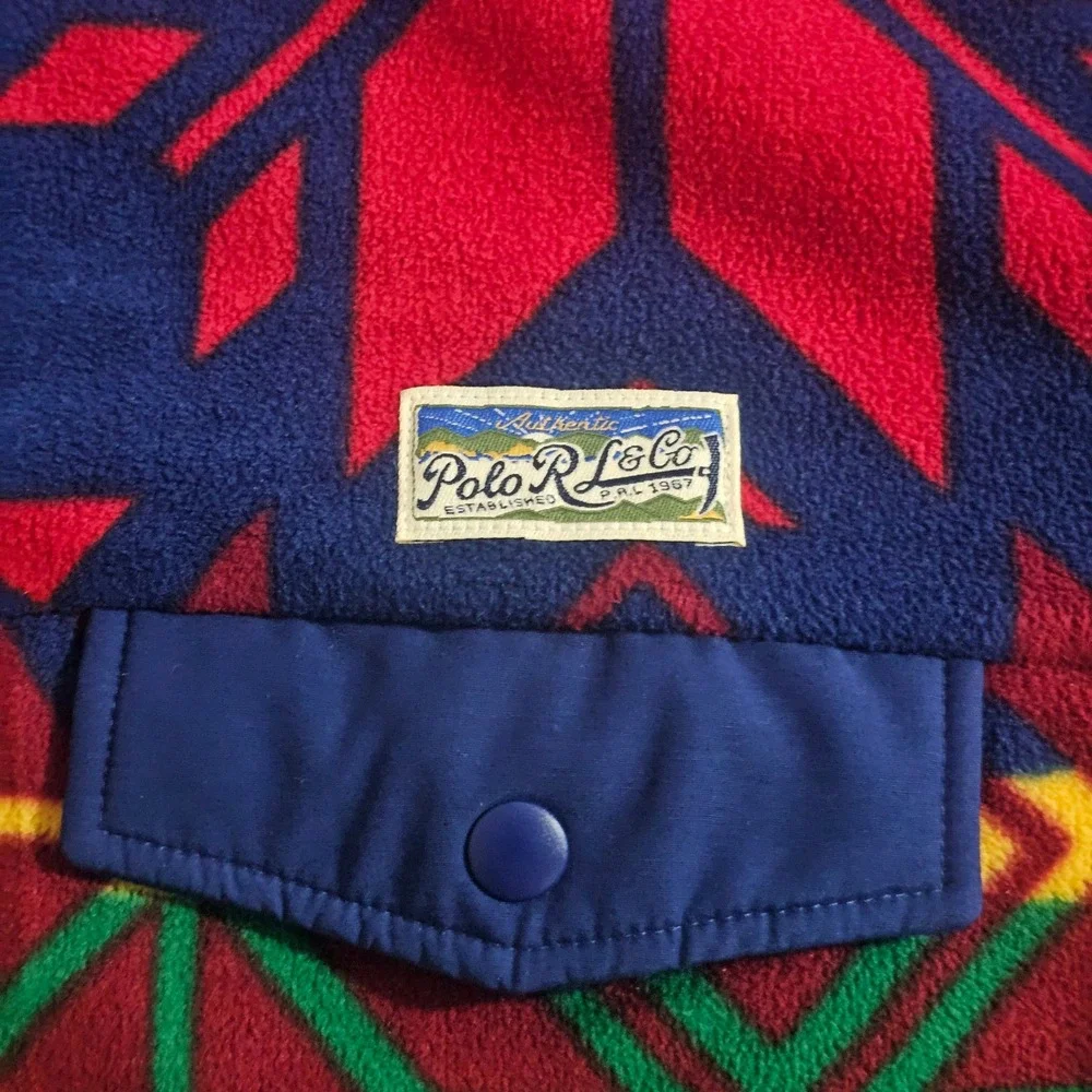 Polo Ralph Lauren Fair Isle Nordic Fleece Pullover Snap Jacket Multi Color XXL